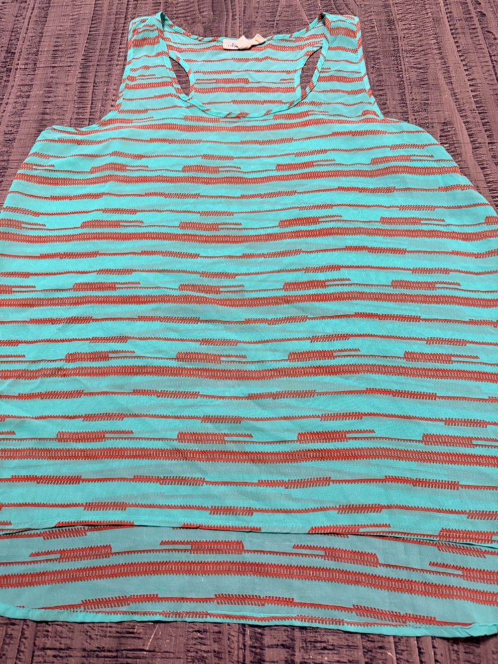 Olive & Oak Aqua and Coral Striped Tank Top